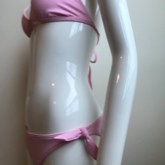 Billabong surf solid pink halter low rise bikini set - Picture 5 of 8
